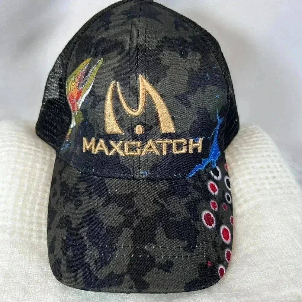 Maxcatch Snap Back Cap Trucker Hat Embroidered Salmon Camo Fishing